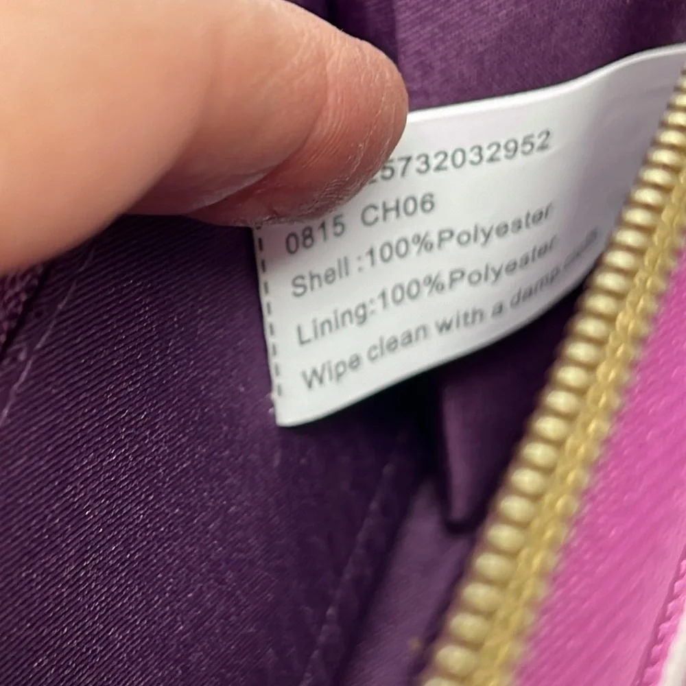 TRAVELON Wristlet RFID Signature Purple  Pleated Double Zip Clutch